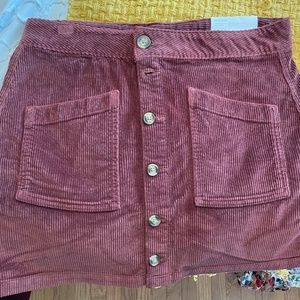 Corduroy button down skirt